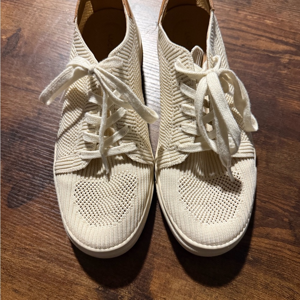 Lucky Brand Beige Knit Casual Sneakers